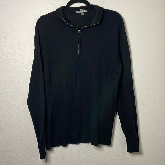 Smartwool Men's Ripple Ridge Half Zip Neck Wool Blend Sweater Black Large - Picture 1 of 6